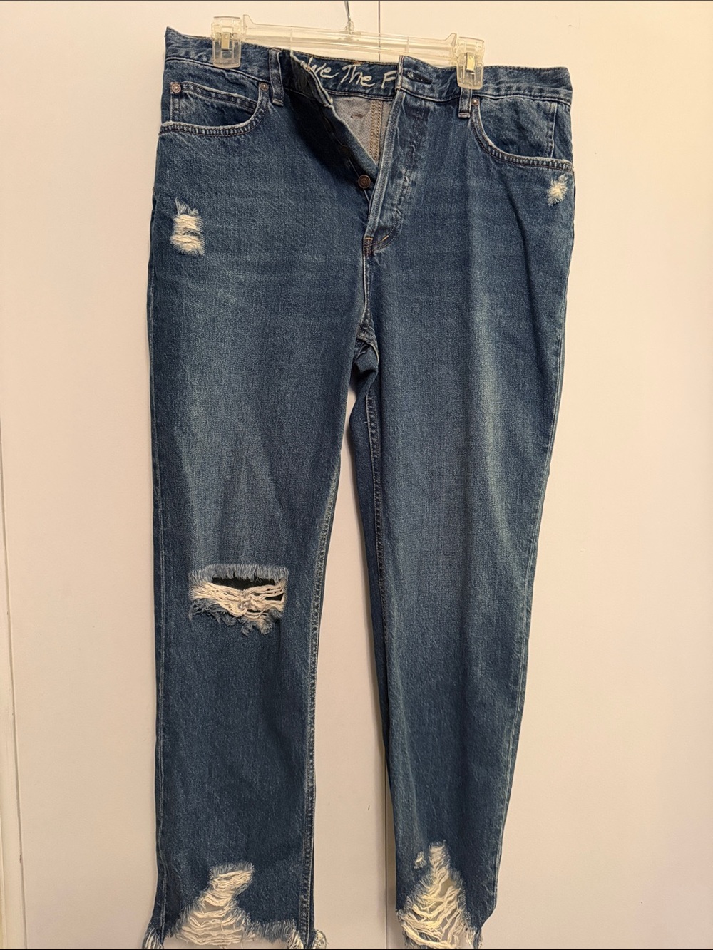 Free People women’s Distressed Blue Denim Jeans